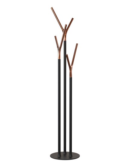 Wishbone Garderobenständer, Schwarz matt / kupfer poliert
