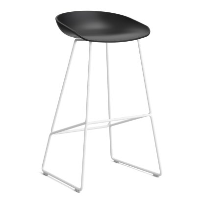 About A Stool AAS 38 Barhocker, Barvariante: Sitzhöhe 74 cm, Stahl pulverbeschichtet weiß, Black 2.0