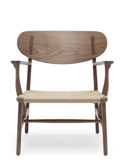 CH22 Loungesessel, Nussbaum geölt, Papiergarn natur