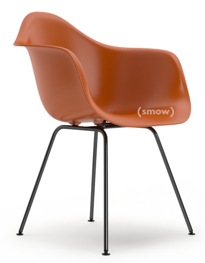 Eames Plastic Armchair RE DAX, Rostorange, Ohne Polsterung, Ohne Polsterung, Standardhöhe - 43 cm, Beschichtet basic dark