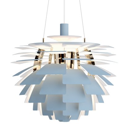 PH Artichoke (Zapfen) Pendelleuchte, Dusty blue / Messing, Ø 60 cm