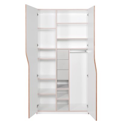 Plane Kleiderschrank, Lichtgrau lackiert