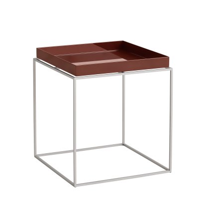 Tray Beistelltisch, H 40/44 x B 40 x T 40 cm, Chocolate - High gloss / grey