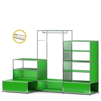 USM Haller E Garderobe XL mit Beleuchtung, USM grün