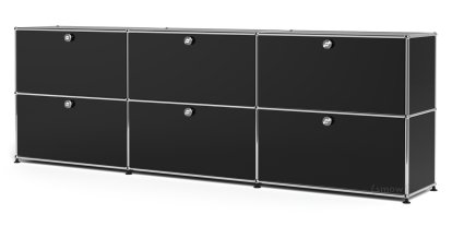 USM Haller Sideboard XL, individualisierbar, Graphitschwarz RAL 9011, Mit 3 Klappen, Mit 3 Klappen