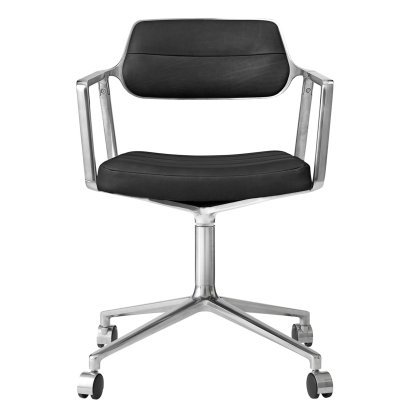 Swivel 453 Drehstuhl, Poliert, Rollfuß, Leder schwarz