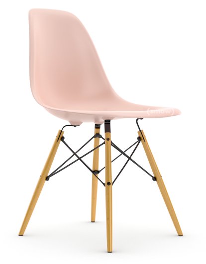 Eames Plastic Side Chair RE DSW, Zartrosé, Ohne Polsterung, Ohne Polsterung, Standardhöhe - 43 cm, Ahorn gelblich