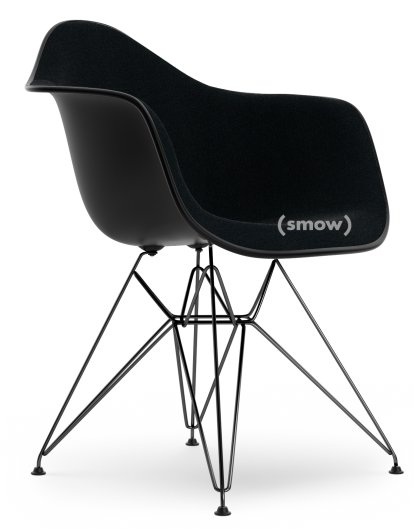 Eames Plastic Armchair RE DAR, Tiefschwarz, Mit Vollpolsterung, Nero, Standardhöhe - 43 cm, Beschichtet basic dark