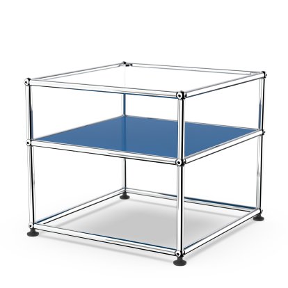 USM Haller Beistelltisch Typ 2, Glas, Enzianblau RAL 5010