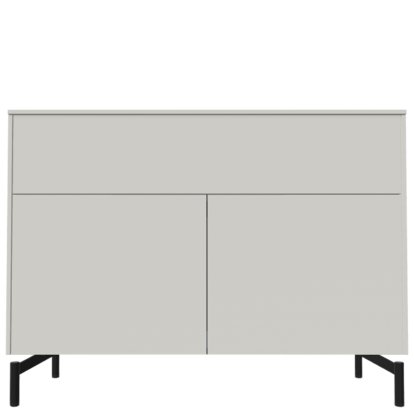 Aventa Sideboard mit Tür und Schubkasten, 120 cm, 3 Höhenraster, Melamin weiß, Metallfüße