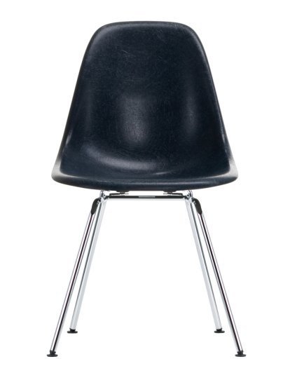 Eames Fiberglass Chair DSX, Eames navy blue, Glanzchrom