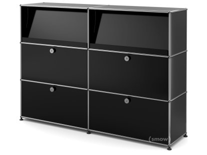 USM Haller Highboard L mit Schrägtablaren, Graphitschwarz RAL 9011