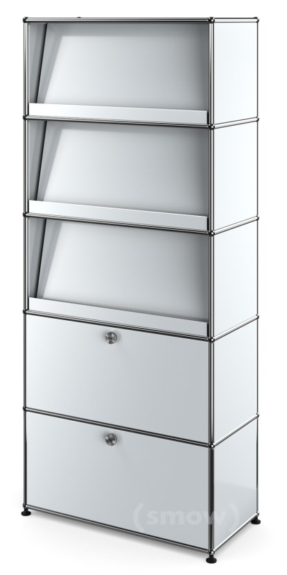 USM Haller Aktenregal mit 3 Schrägtablaren, USM mattsilber