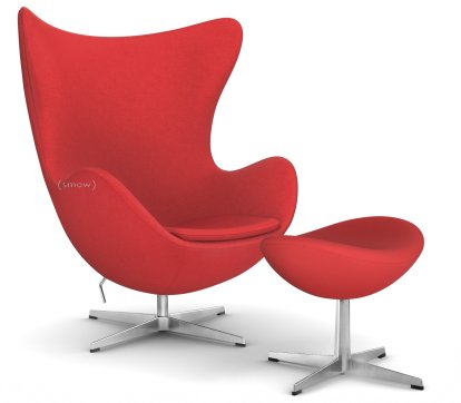 Egg Chair, Divina, Divina 623 - Red, Satingebürstetes Aluminium, Mit Fußhocker