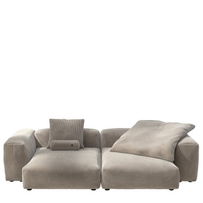 Vetsak Sofa Set 2, XL, Cord velours - Platinum, Mit Kissen