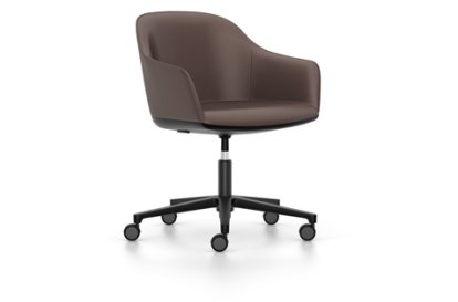 Softshell Chair auf Fünfsternfuß, Aluminium pulverbeschichtet basic dark, Leder (Standard), Kastanie, Hart für Teppichboden