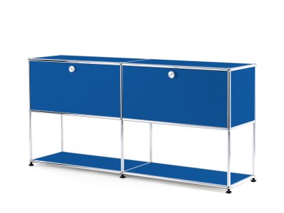 USM Haller Sideboard L mit 2 Klappen, unten Struktur, Enzianblau RAL 5010