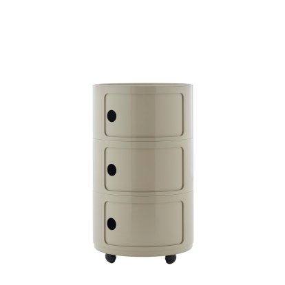 Componibili Container Big, 3 Fächer, Taubengrau, Mit Rollen