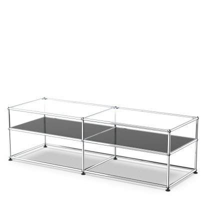 USM Haller Beistelltisch Typ 1, Glas, Graphitschwarz RAL 9011