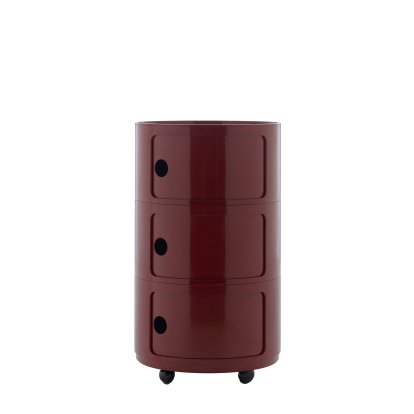 Componibili Container Big, 3 Fächer, Burgunder, Mit Rollen