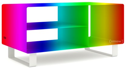 HiFi Lowboard R 104, Wunschfarbe zweifarbig (RAL Classic), Kufen lackiert in Außenfarbe