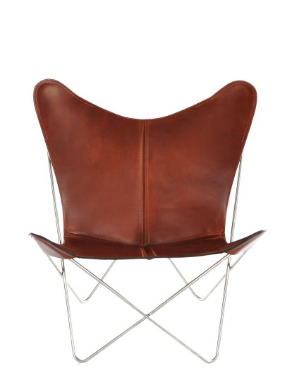 Trifolium Butterfly Chair, Cognac, Edelstahl