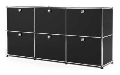 USM Haller Sideboard 50, individualisierbar, Graphitschwarz RAL 9011, Mit 3 Klappen, Mit 3 Klappen