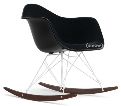 Eames Plastic Armchair RE RAR mit Polsterung, Tiefschwarz, Mit Vollpolsterung, Nero, Weiß, Weiß/Ahorn dunkel