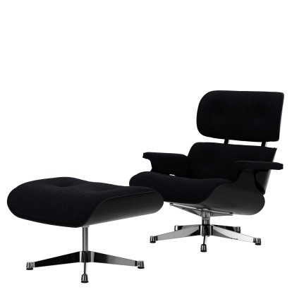 Eames Lounge Chair & Ottoman Nubia, Anthrazit schwarz / Kastanie, schwarz