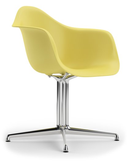 Eames Plastic Armchair RE DAL, Citron, Ohne Polsterung, Ohne Polsterung, Aluminium poliert, Neue Sitzhöhe (43,0 cm)