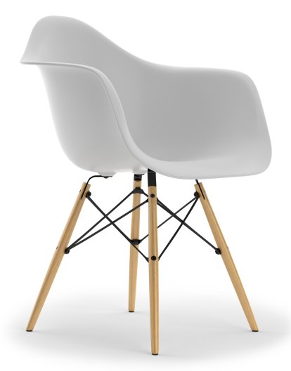 Eames Plastic Armchair RE DAW, Cotton white, Ohne Polsterung, Ohne Polsterung, Standardhöhe - 43 cm, Esche honigfarben