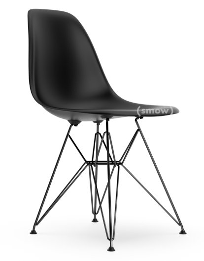 Eames Plastic Side Chair RE DSR, Tiefschwarz, Ohne Polsterung, Ohne Polsterung, Standardhöhe - 43 cm, Beschichtet basic dark