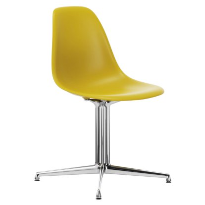 Eames Plastic Side Chair DSL, Senf, Ohne Polsterung, Ohne Polsterung, Aluminium poliert
