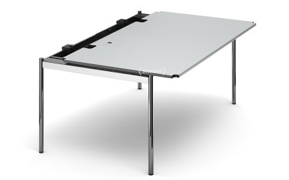 USM Haller Tisch Advanced, 175 x 100 cm, 02-Kunstharz perlgrau, Klappe links