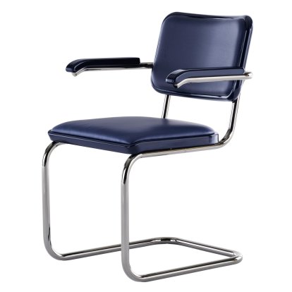 JS . Thonet - S 64 P/V Serious Freischwinger, Serious 04 - Leder, graphite blue