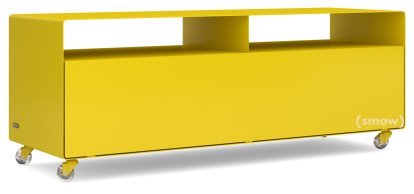 TV Lowboard R 109, Einfarbig, Verkehrsgelb (RAL 1023), Transparentrollen