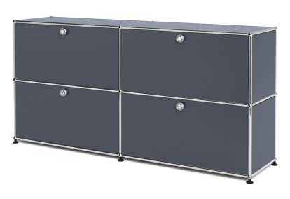 USM Haller Sideboard L, individualisierbar, Anthrazitgrau RAL 7016, Mit 2 Klappen, Mit 2 Klappen