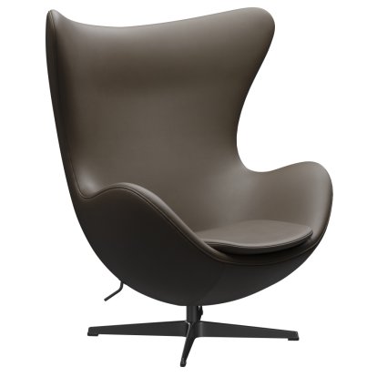 Egg Chair, Leder Essential, Stone, Black, Ohne Fußhocker