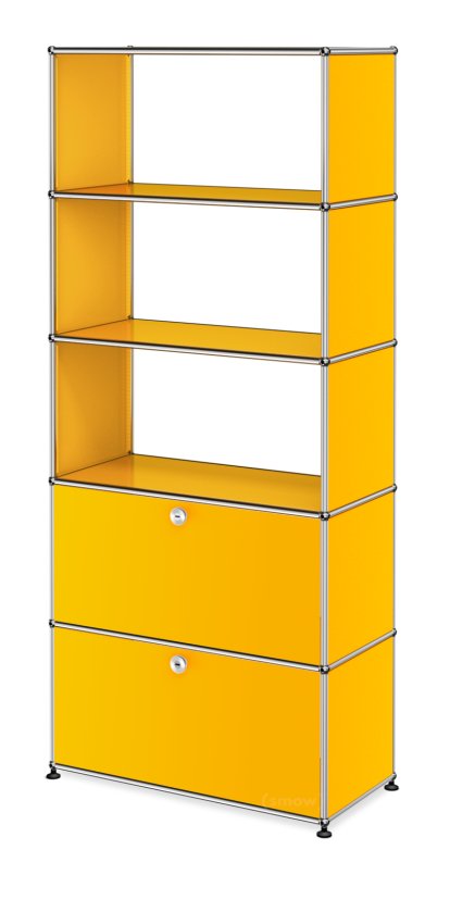 USM Haller Aktenregal mit 2 Klappen, oben ohne Rückwände, Goldgelb RAL 1004