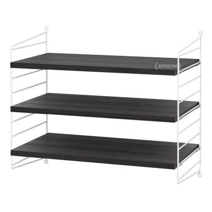 String System Wandregal S, 30 cm, Weiß, Eschefurnier schwarz