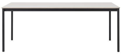 Base Tisch, L 190 x B 85 cm, Laminat weiß mit Sperrholzkante, Schwarz