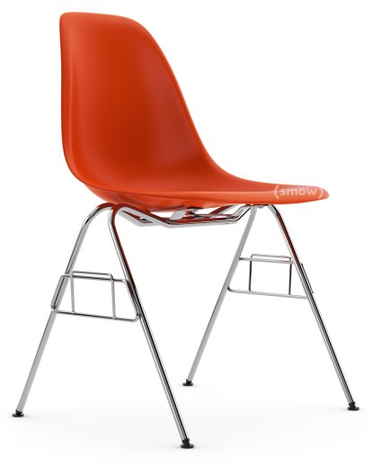 Eames Plastic Side Chair RE DSS / DSS-N, Rot (poppy red), Ohne Polsterung, Ohne Polsterung, Ohne Reihenverbindung (DSS-N)