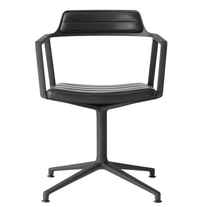 Swivel 452 Drehstuhl, Schwarz pulverbeschichtet, Standfuß, Leder schwarz