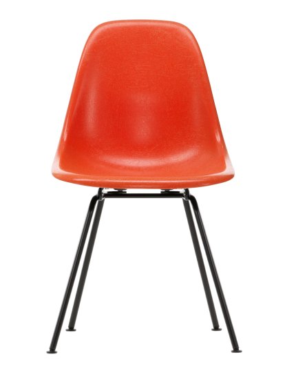 Eames Fiberglass Chair DSX, Eames red orange, Pulverbeschichtet basic dark glatt