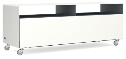 TV Lowboard R 109, Zweifarbig, Reinweiß (RAL 9010) - Basaltgrau (RAL 7012), Industrierollen