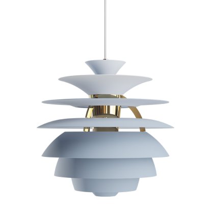 PH Snowball Pendelleuchte, Dusty blue / Messing