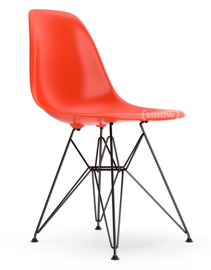 Eames Plastic Side Chair RE DSR, Rot (poppy red), Ohne Polsterung, Ohne Polsterung, Standardhöhe - 43 cm, Beschichtet basic dark