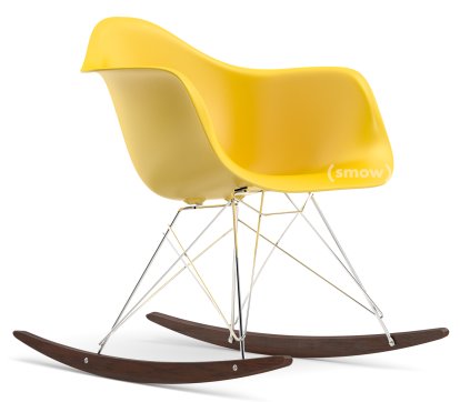 Eames Plastic Armchair RE RAR, Sunlight, Verchromt, Ahorn dunkel