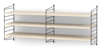 String System Wandregal M, 30 cm, Schwarz, Eschefurnier