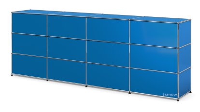 USM Haller Theke Typ 1, Enzianblau RAL 5010, 300 cm (4 Elemente), 50 cm